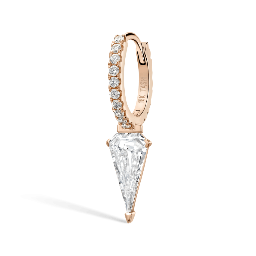 Silhouette Diamond Long Spike Eternity Hoop Earring