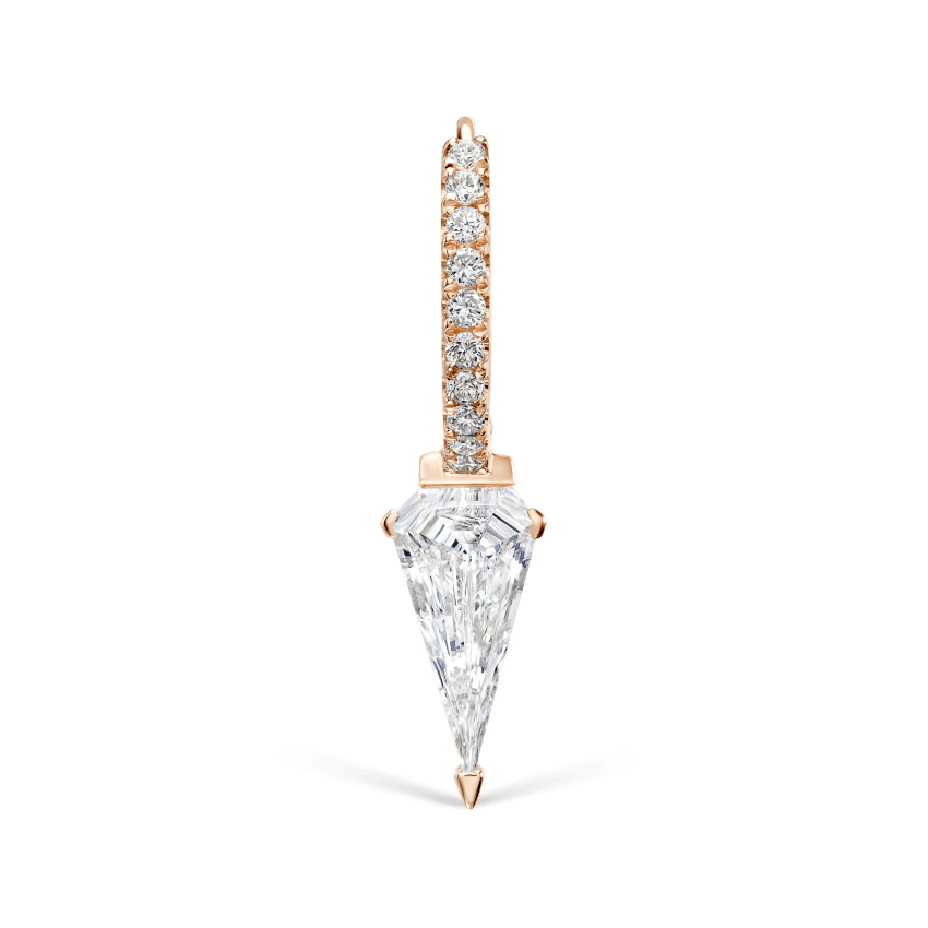 Silhouette Diamond Long Spike Eternity Hoop Earring