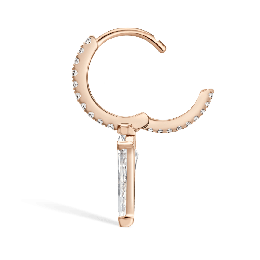 Silhouette Diamond Long Spike Eternity Hoop Earring