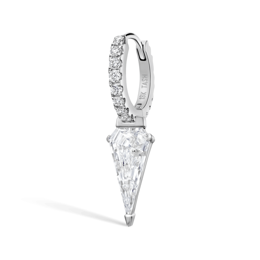 Silhouette Diamond Long Spike Eternity Hoop Earring