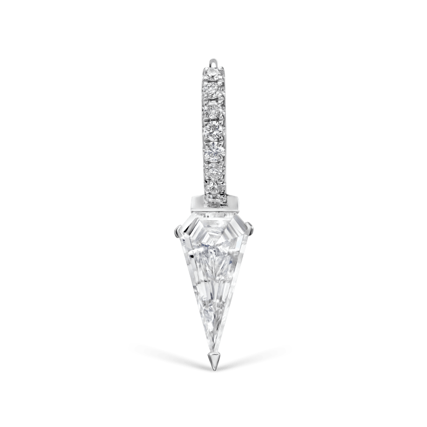 Silhouette Diamond Long Spike Eternity Hoop Earring