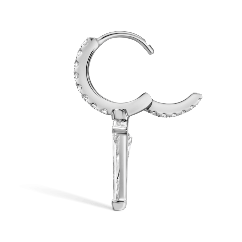 Silhouette Diamond Long Spike Eternity Hoop Earring