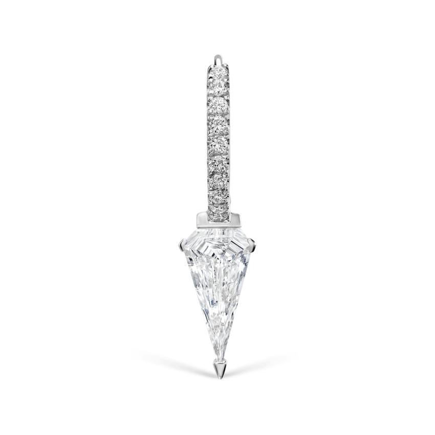 Silhouette Diamond Long Spike Eternity Hoop Earring