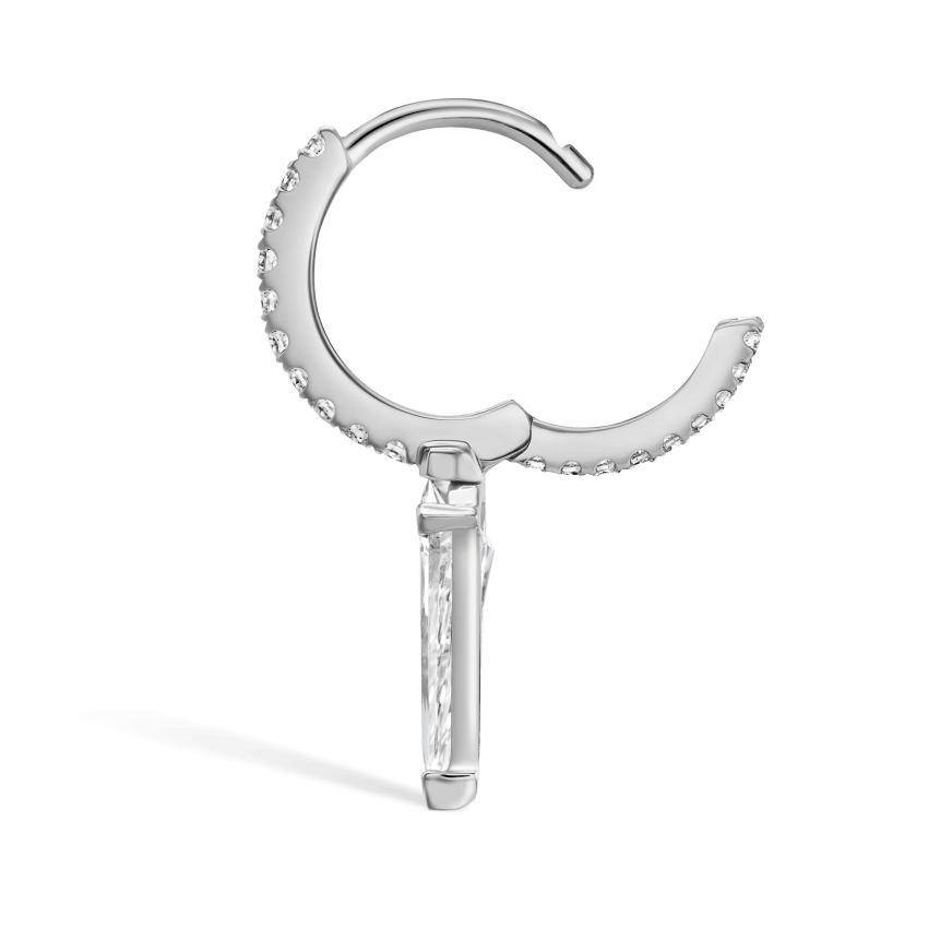 Silhouette Diamond Long Spike Eternity Hoop Earring
