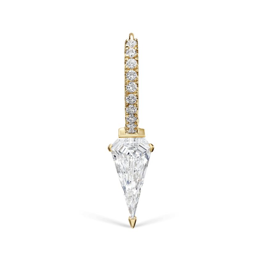 Silhouette Diamond Long Spike Eternity Hoop Earring