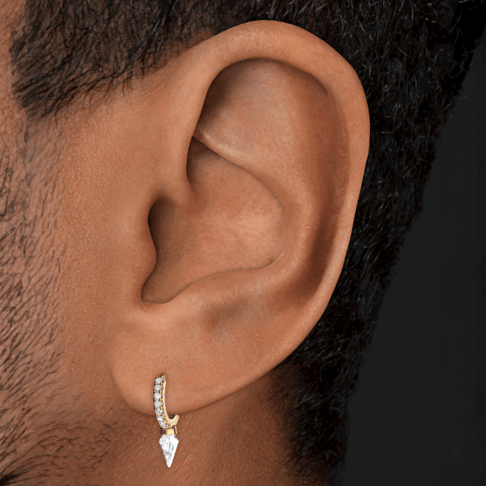 Silhouette Diamond Short Spike Eternity Hoop Earring