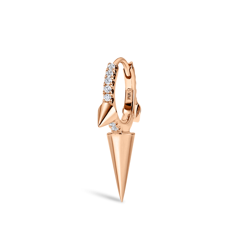 Triple Long Spike Diamond Eternity Hoop Earring