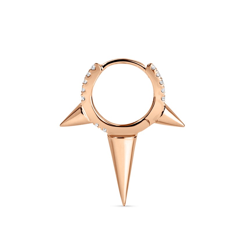 Triple Long Spike Diamond Eternity Hoop Earring