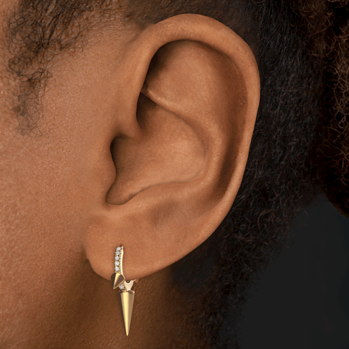 Triple Long Spike Diamond Eternity Hoop Earring