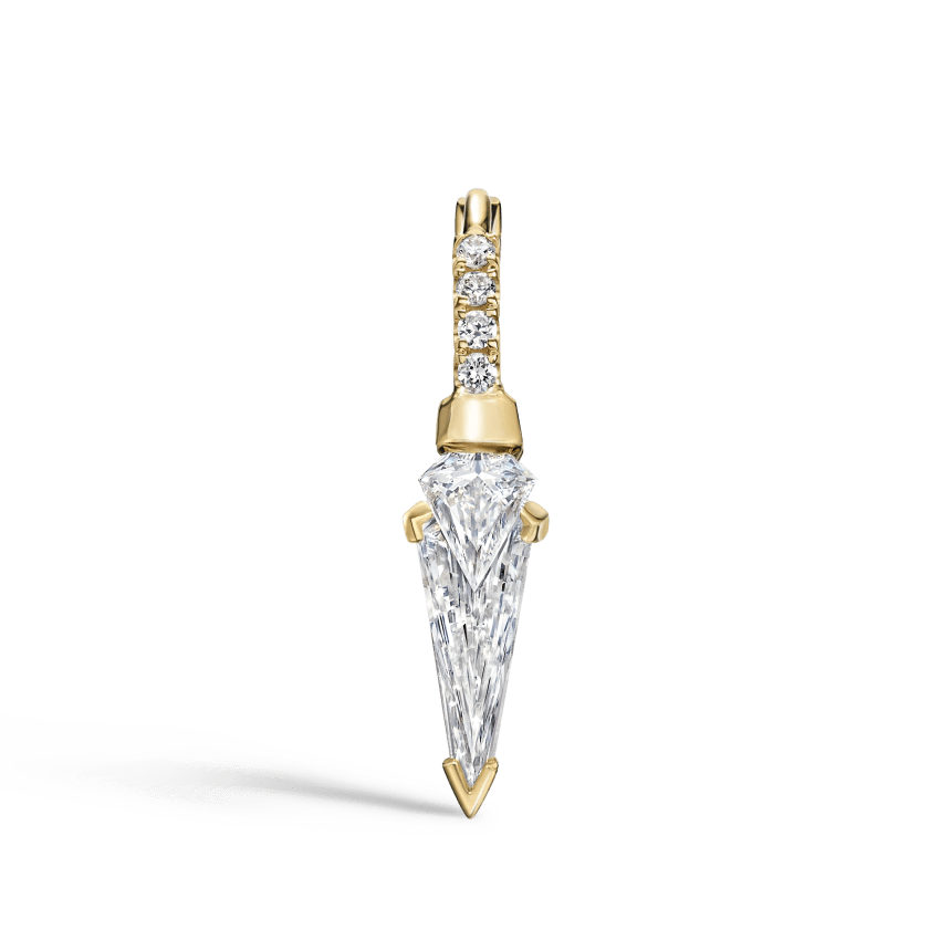 Silhouette Diamond Triple Long Spike Eternity Hoop Earring