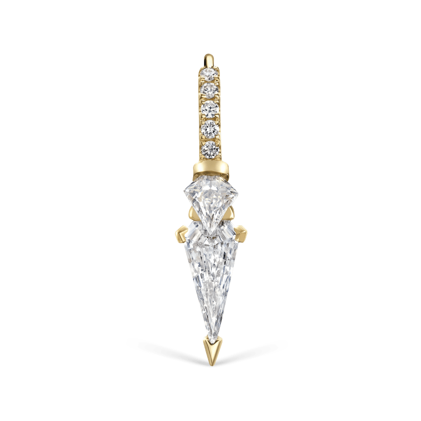 Silhouette Diamond Triple Long Spike Eternity Hoop Earring