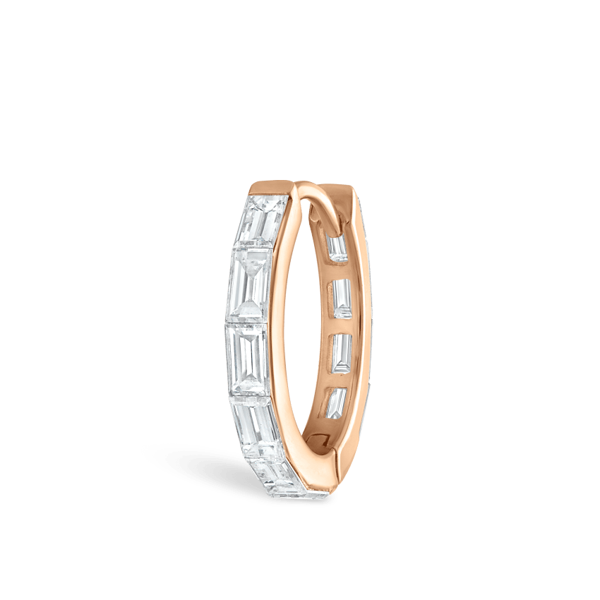 Invisible Set Baguette Diamond Eternity Hoop Earring