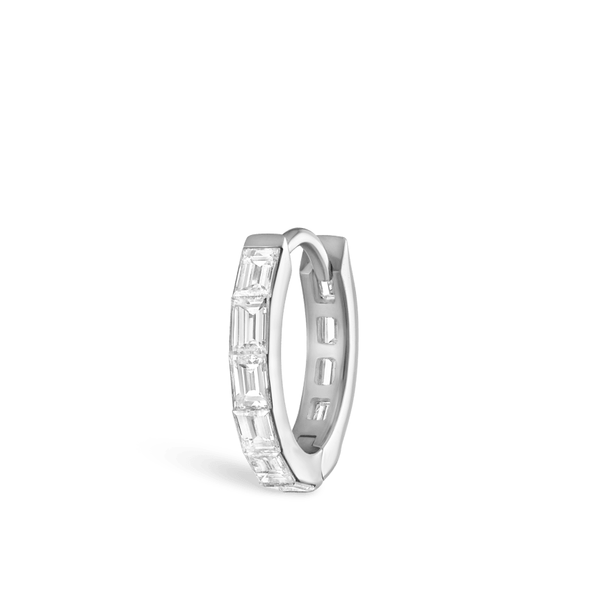 Invisible Set Baguette Diamond Eternity Hoop Earring