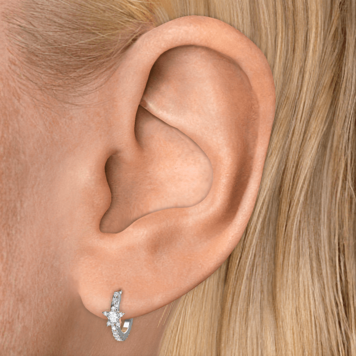 Diamond Star Eternity Hoop Earring