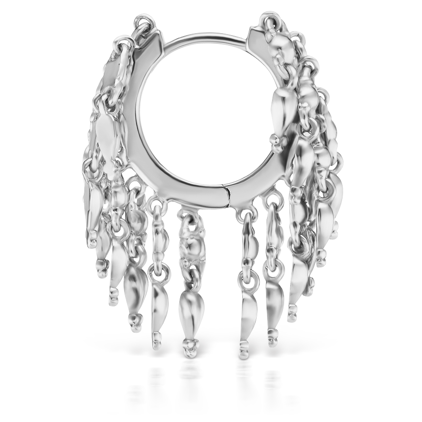 Gold Tassel Eternity Hoop Earring