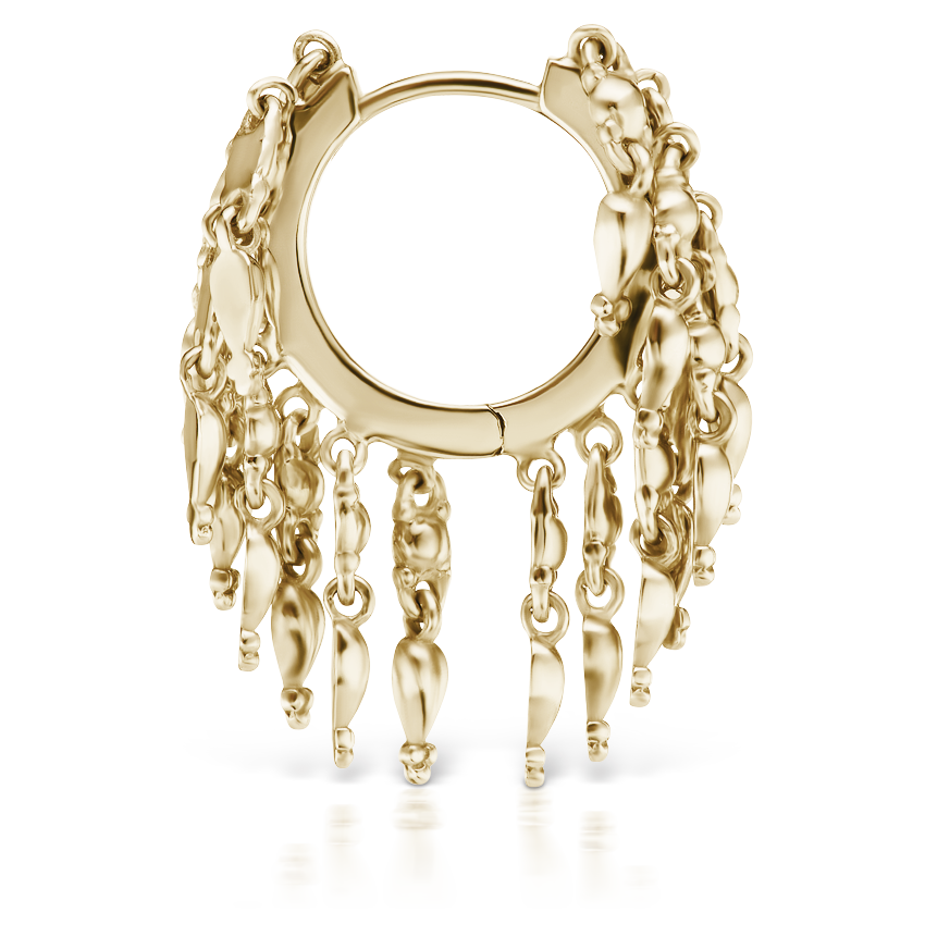Gold Tassel Eternity Hoop Earring