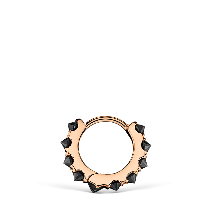Reverse Set Black Diamond Eternity Hoop Earring