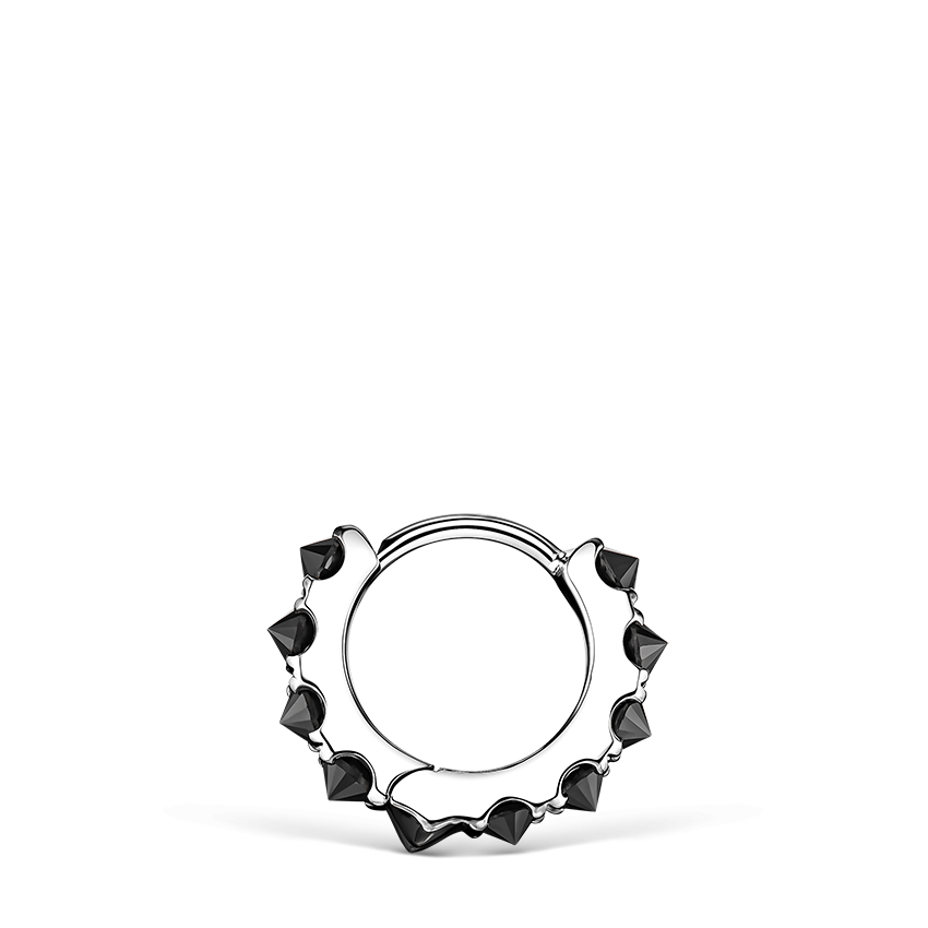 Reverse Set Black Diamond Eternity Hoop Earring