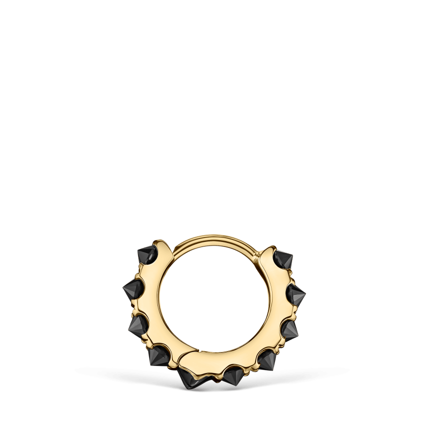 Reverse Set Black Diamond Eternity Hoop Earring