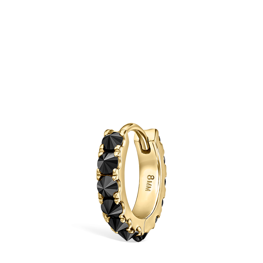 Reverse Set Black Diamond Eternity Hoop Earring