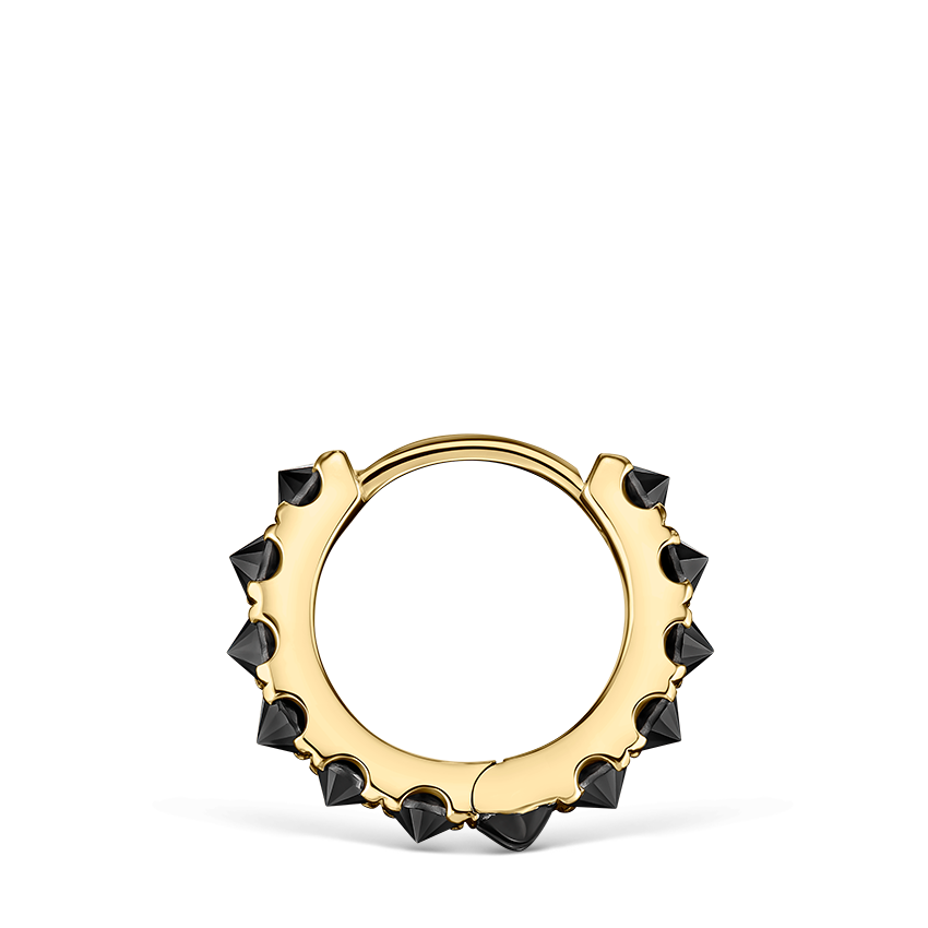 Reverse Set Black Diamond Eternity Hoop Earring