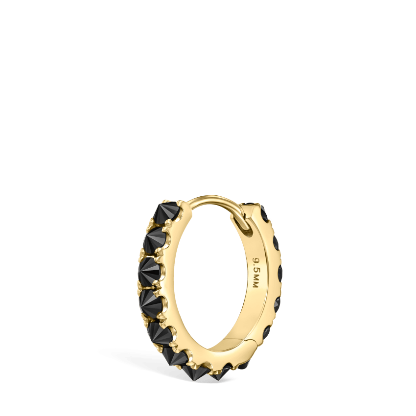 Reverse Set Black Diamond Eternity Hoop Earring