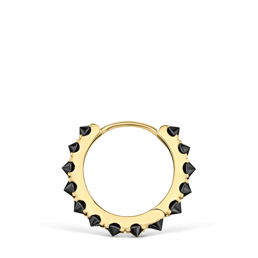 Reverse Set Black Diamond Eternity Hoop Earring