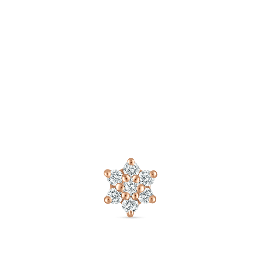 Diamond Flower Threaded Stud Earring