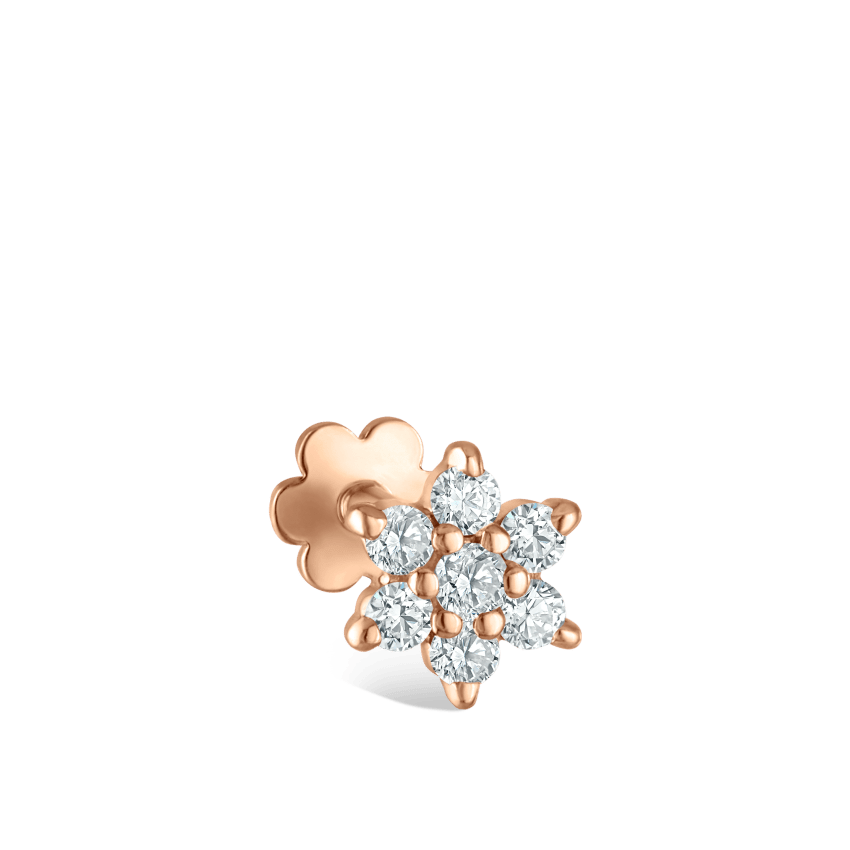 Diamond Flower Threaded Stud Earring
