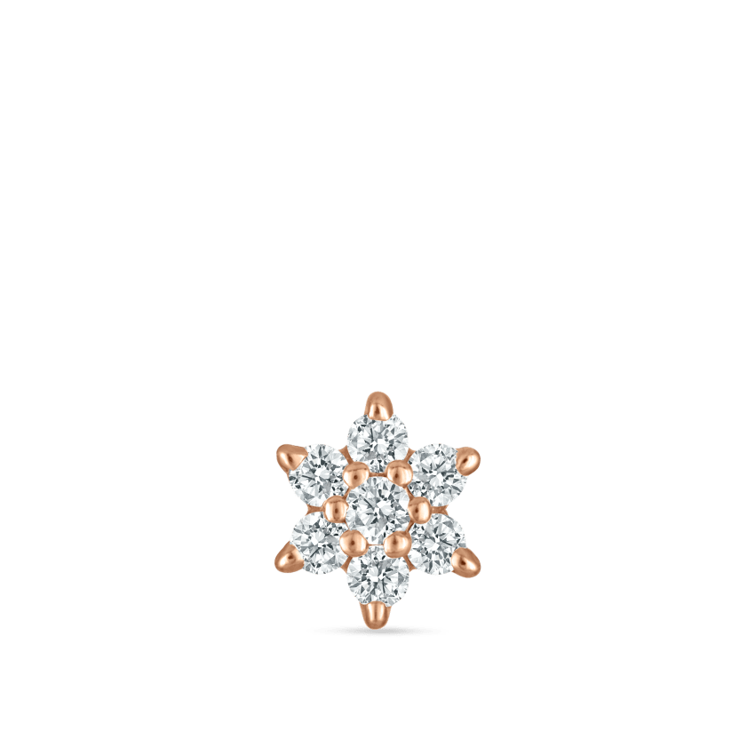 Diamond Flower Threaded Stud Earring