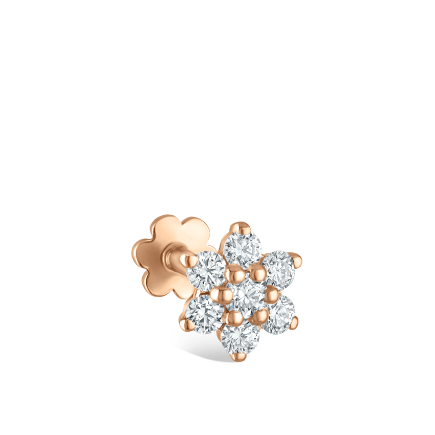 Diamond Flower Threaded Stud Earring