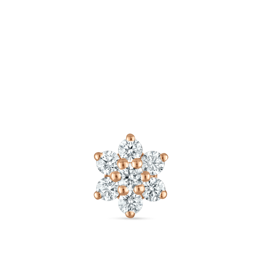 Diamond Flower Threaded Stud Earring
