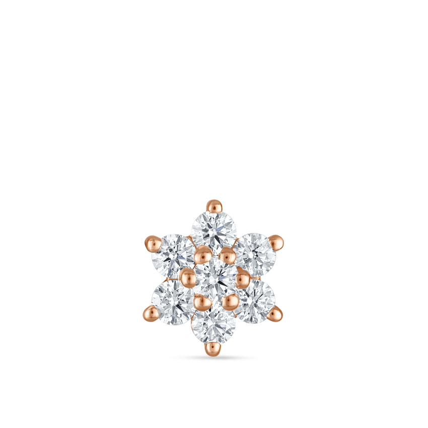 Diamond Flower Threaded Stud Earring