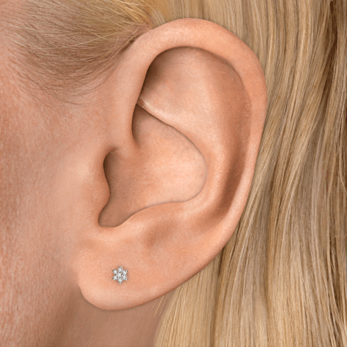 Diamond Flower Threaded Stud Earring