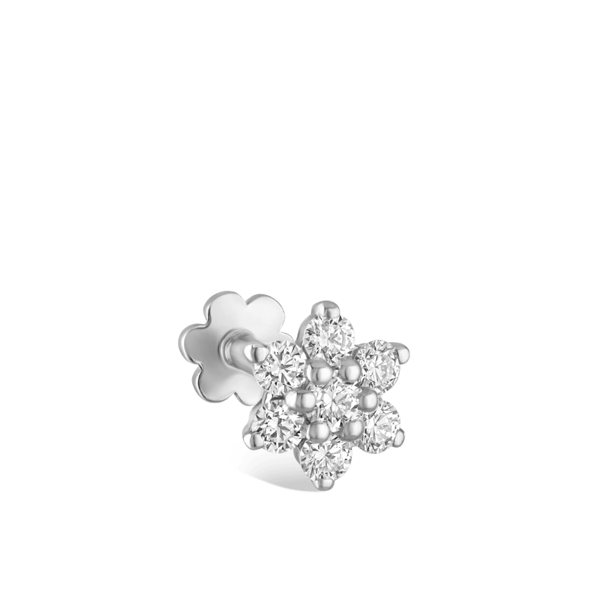 Diamond Flower Threaded Stud Earring
