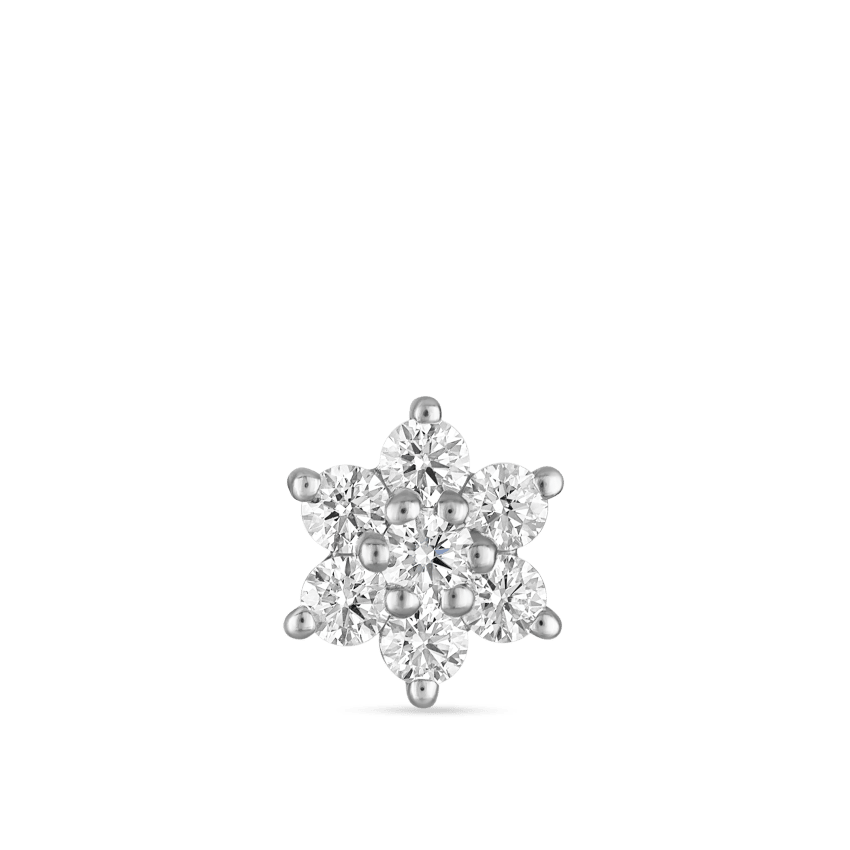 Diamond Flower Threaded Stud Earring