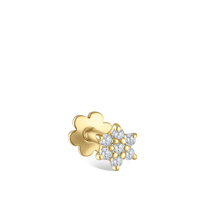 Diamond Flower Threaded Stud Earring