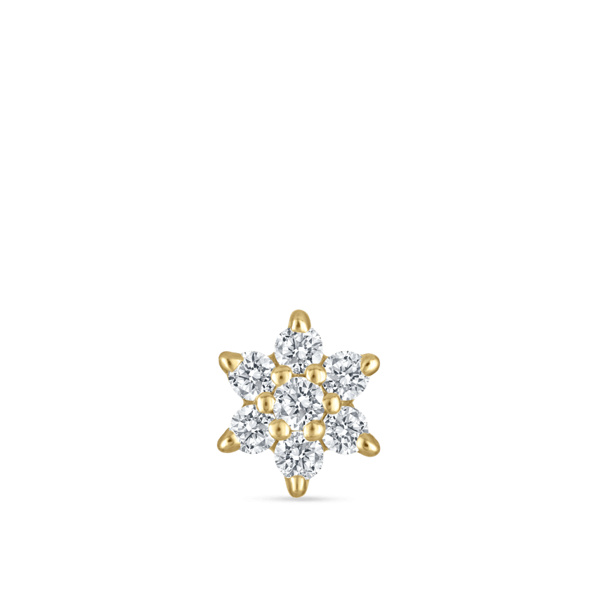 Diamond Flower Threaded Stud Earring