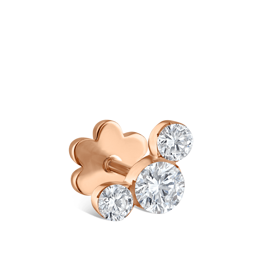 Invisible Set Three Diamond Curve Threaded Stud Earring