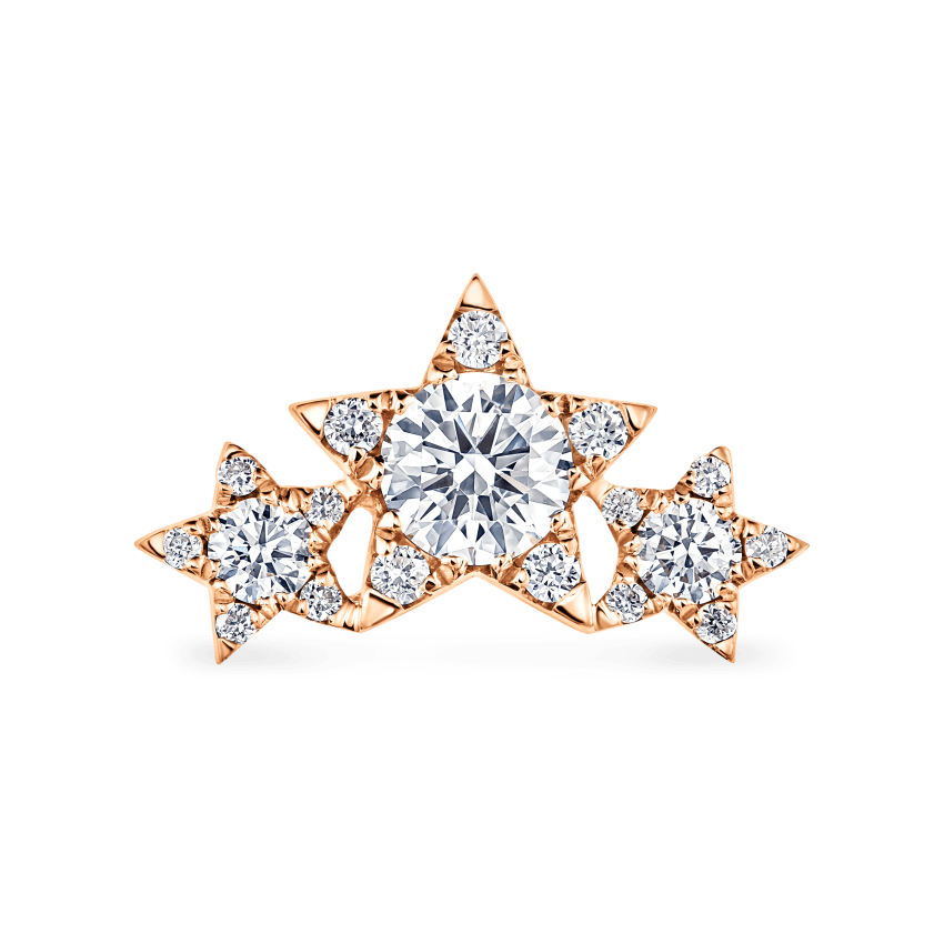 Three Star Garland Diamond Threaded Stud Earring