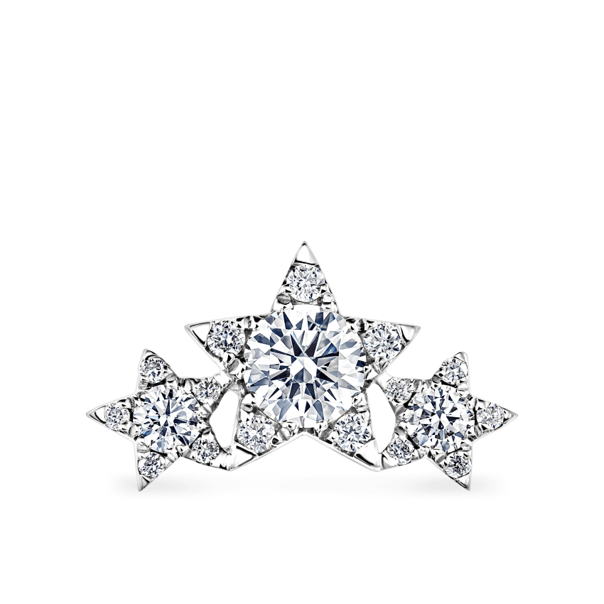 Three Star Garland Diamond Threaded Stud Earring