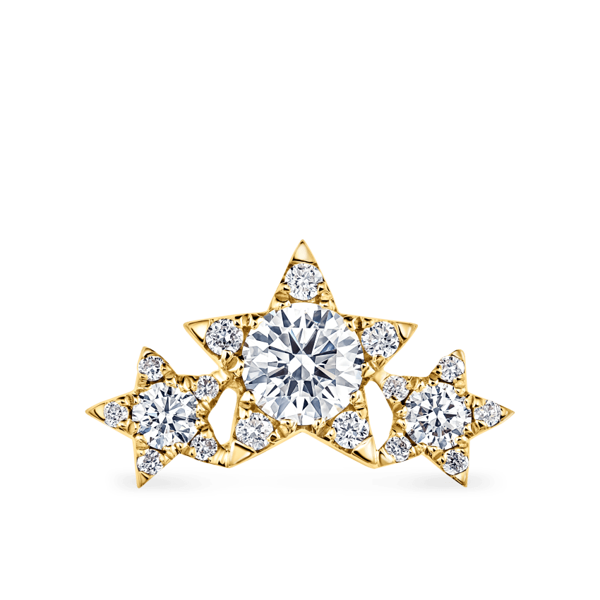 Three Star Garland Diamond Threaded Stud Earring