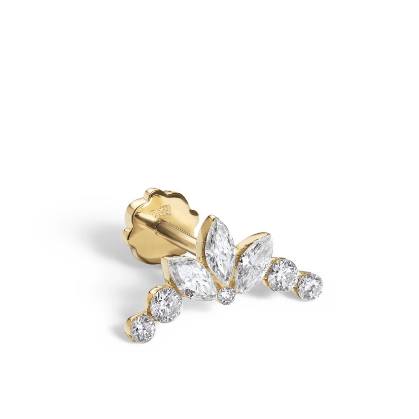 Invisible Set Diamond Lotus Garland Threaded Stud Earring