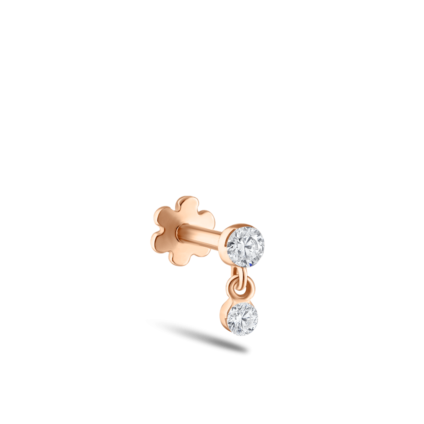 Invisible Set Diamond Dangle Threaded Stud Earring