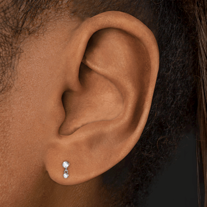 Invisible Set Diamond Dangle Threaded Stud Earring