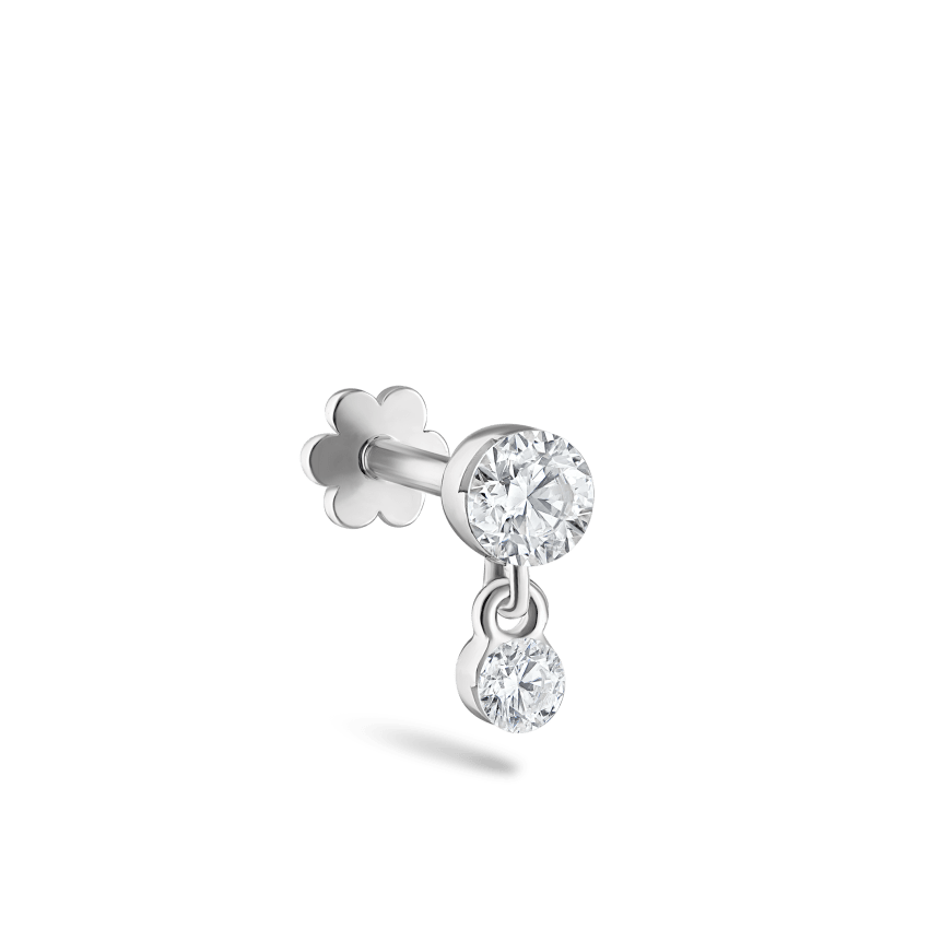 Invisible Set Diamond Dangle Threaded Stud Earring