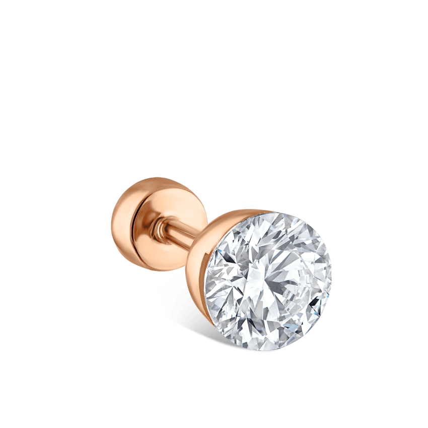 Invisible Diamond Threaded Stud Earring with Diamond Back