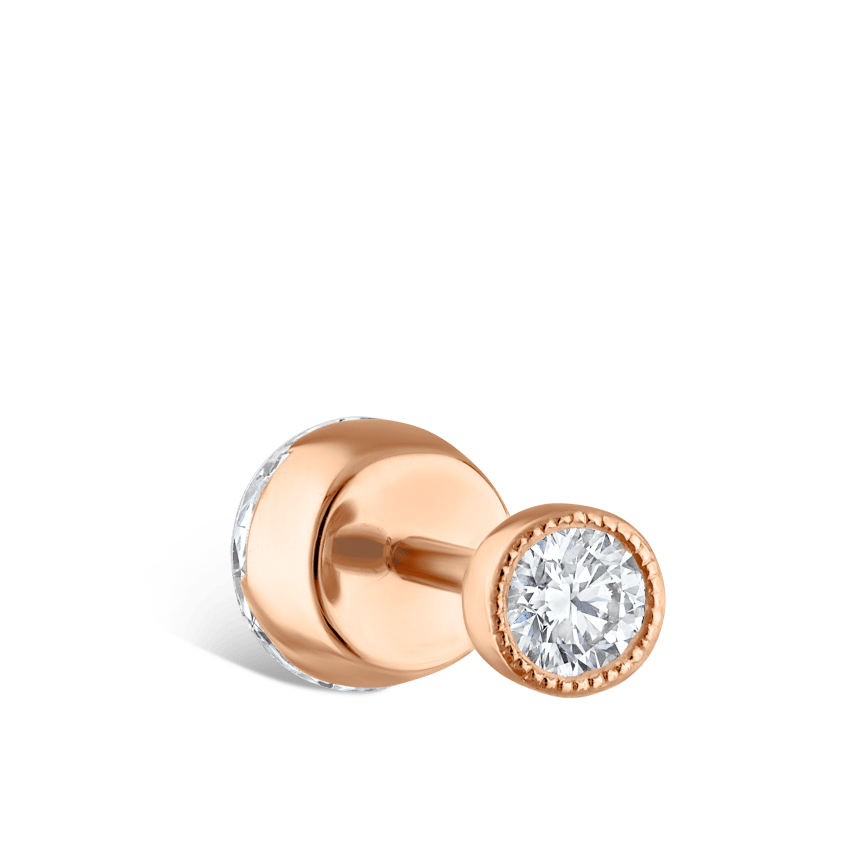 Invisible Diamond Threaded Stud Earring with Diamond Back