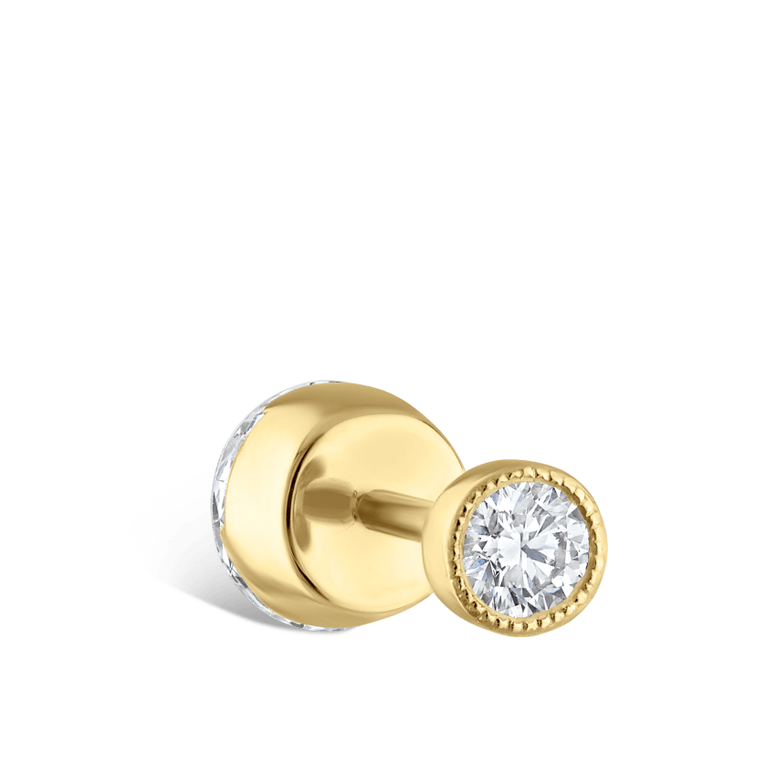 Invisible Diamond Threaded Stud Earring with Diamond Back
