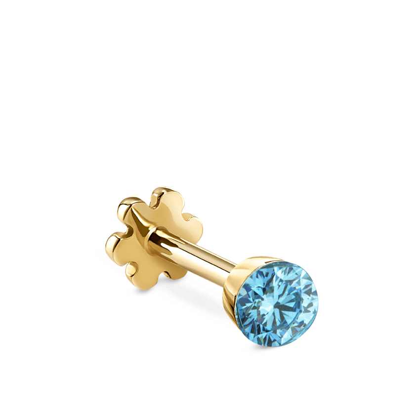Invisible Set Light Blue Diamond Threaded Stud Earring
